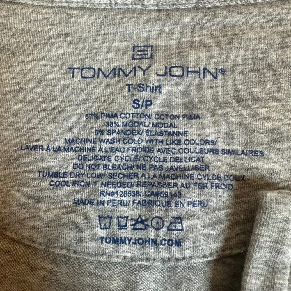 Tommy John Second Skin Crew Neck T-Shirt Heather Grey Pima Cotton Modal Small S